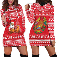 Belarus Christmas Hoodie Dress with Santa Gingerbread Playing Chess National Emblem and Nordic Pattern Design - Wonder Print Shop