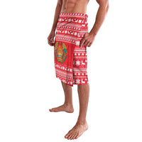 Belarus Christmas Lavalava with Santa Gingerbread Playing Chess National Emblem and Nordic Pattern Design - Wonder Print Shop