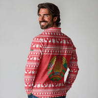 Belarus Christmas Long Sleeve Polo Shirt with Santa Gingerbread Playing Chess National Emblem and Nordic Pattern Design - Wonder Print Shop