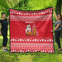 Belarus Christmas Quilt with Santa Gingerbread Playing Chess National Emblem and Nordic Pattern Design - Wonder Print Shop