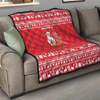 Belarus Christmas Quilt with Santa Gingerbread Playing Chess National Emblem and Nordic Pattern Design - Wonder Print Shop