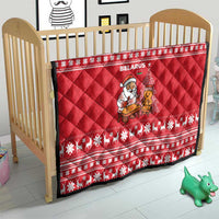 Belarus Christmas Quilt with Santa Gingerbread Playing Chess National Emblem and Nordic Pattern Design - Wonder Print Shop