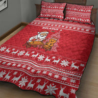 Belarus Christmas Quilt Bed Set with Santa Gingerbread Playing Chess National Emblem and Nordic Pattern Design - Wonder Print Shop