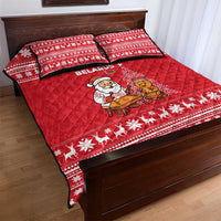 Belarus Christmas Quilt Bed Set with Santa Gingerbread Playing Chess National Emblem and Nordic Pattern Design - Wonder Print Shop