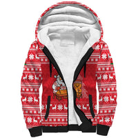 Belarus Christmas Sherpa Hoodie with Santa Gingerbread Playing Chess National Emblem and Nordic Pattern Design - Wonder Print Shop