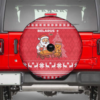 Belarus Christmas Spare Tire Cover with Santa Gingerbread Playing Chess National Emblem and Nordic Pattern Design - Wonder Print Shop