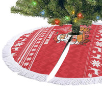 Belarus Christmas Tree Skirt with Santa Gingerbread Playing Chess National Emblem and Nordic Pattern Design - Wonder Print Shop