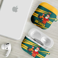 Sri Lanka Christmas AirPods Case with Santa Claus Rooster Festive Pattern and National Flag Design - Wonder Print Shop