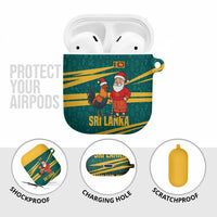 Sri Lanka Christmas AirPods Case with Santa Claus Rooster Festive Pattern and National Flag Design - Wonder Print Shop
