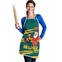 Sri Lanka Christmas Apron with Santa Claus Rooster Festive Pattern and National Flag Design - Wonder Print Shop