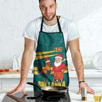 Sri Lanka Christmas Apron with Santa Claus Rooster Festive Pattern and National Flag Design - Wonder Print Shop