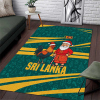 Sri Lanka Christmas Area Rug with Santa Claus Rooster Festive Pattern and National Flag Design - Wonder Print Shop