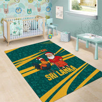 Sri Lanka Christmas Area Rug with Santa Claus Rooster Festive Pattern and National Flag Design - Wonder Print Shop