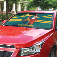 Sri Lanka Christmas Auto Sun Shade with Santa Claus Rooster Festive Pattern and National Flag Design - Wonder Print Shop