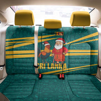 Sri Lanka Christmas Back Car Seat Cover with Santa Claus Rooster Festive Pattern and National Flag Design - Wonder Print Shop