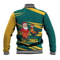 Sri Lanka Christmas Baseball Jacket with Santa Claus Rooster Festive Pattern and National Flag Design - Wonder Print Shop