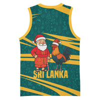 Sri Lanka Christmas Basketball Jersey with Santa Claus Rooster Festive Pattern and National Flag Design - Wonder Print Shop