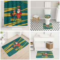 Sri Lanka Christmas Bathroom Set with Santa Claus Rooster Festive Pattern and National Flag Design - Wonder Print Shop