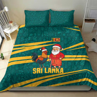 Sri Lanka Christmas Bedding Set with Santa Claus Rooster Festive Pattern and National Flag Design - Wonder Print Shop