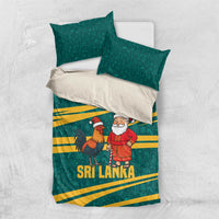 Sri Lanka Christmas Bedding Set with Santa Claus Rooster Festive Pattern and National Flag Design - Wonder Print Shop