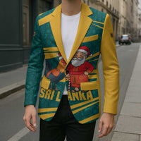 Sri Lanka Christmas Blazer with Santa Claus Rooster Festive Pattern and National Flag Design - Wonder Print Shop