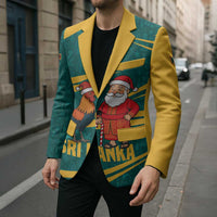 Sri Lanka Christmas Blazer with Santa Claus Rooster Festive Pattern and National Flag Design - Wonder Print Shop