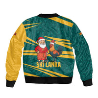 Sri Lanka Christmas Bomber Jacket with Santa Claus Rooster Festive Pattern and National Flag Design - Wonder Print Shop