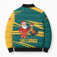 Sri Lanka Christmas Bomber Puffer Jacket with Santa Claus Rooster Festive Pattern and National Flag Design - Wonder Print Shop