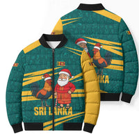Sri Lanka Christmas Bomber Puffer Jacket with Santa Claus Rooster Festive Pattern and National Flag Design - Wonder Print Shop