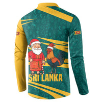 Sri Lanka Christmas Button Sweatshirt with Santa Claus Rooster Festive Pattern and National Flag Design - Wonder Print Shop