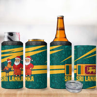 Sri Lanka Christmas 4 in 1 Can Cooler Tumbler with Santa Claus Rooster Festive Pattern and National Flag Design - Wonder Print Shop