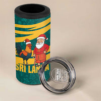 Sri Lanka Christmas 4 in 1 Can Cooler Tumbler with Santa Claus Rooster Festive Pattern and National Flag Design - Wonder Print Shop