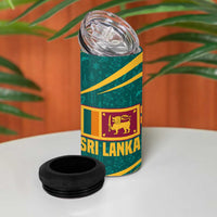 Sri Lanka Christmas 4 in 1 Can Cooler Tumbler with Santa Claus Rooster Festive Pattern and National Flag Design - Wonder Print Shop