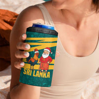 Sri Lanka Christmas 4 in 1 Can Cooler Tumbler with Santa Claus Rooster Festive Pattern and National Flag Design - Wonder Print Shop