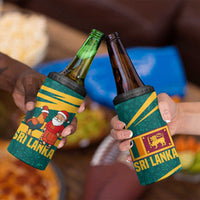 Sri Lanka Christmas 4 in 1 Can Cooler Tumbler with Santa Claus Rooster Festive Pattern and National Flag Design - Wonder Print Shop
