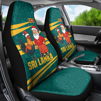 Sri Lanka Christmas Car Seat Cover with Santa Claus Rooster Festive Pattern and National Flag Design - Wonder Print Shop