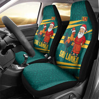 Sri Lanka Christmas Car Seat Cover with Santa Claus Rooster Festive Pattern and National Flag Design - Wonder Print Shop