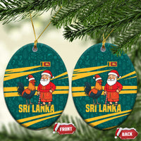 Sri Lanka Christmas Ceramic Ornament with Santa Claus Rooster Festive Pattern and National Flag Design - Wonder Print Shop