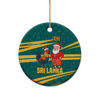 Sri Lanka Christmas Ceramic Ornament with Santa Claus Rooster Festive Pattern and National Flag Design - Wonder Print Shop