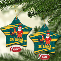 Sri Lanka Christmas Ceramic Ornament with Santa Claus Rooster Festive Pattern and National Flag Design - Wonder Print Shop