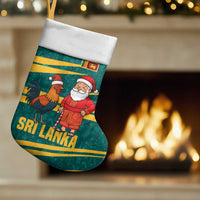 Sri Lanka Christmas Stocking with Santa Claus Rooster Festive Pattern and National Flag Design - Wonder Print Shop