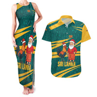 Sri Lanka Christmas Couples Matching Tank Maxi Dress and Hawaiian Shirt with Santa Claus Rooster Festive Pattern and National Flag Design - Wonder Print Shop