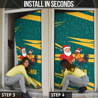 Sri Lanka Christmas Door Cover with Santa Claus Rooster Festive Pattern and National Flag Design - Wonder Print Shop