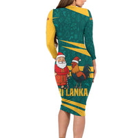 Sri Lanka Christmas Family Matching Long Sleeve Bodycon Dress and Hawaiian Shirt with Santa Claus Rooster Festive Pattern and National Flag Design - Wonder Print Shop