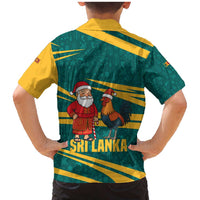 Sri Lanka Christmas Family Matching Mermaid Dress and Hawaiian Shirt with Santa Claus Rooster Festive Pattern and National Flag Design - Wonder Print Shop