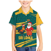 Sri Lanka Christmas Family Matching Mermaid Dress and Hawaiian Shirt with Santa Claus Rooster Festive Pattern and National Flag Design - Wonder Print Shop