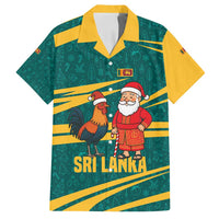 Sri Lanka Christmas Family Matching Off Shoulder Maxi Dress and Hawaiian Shirt with Santa Claus Rooster Festive Pattern and National Flag Design - Wonder Print Shop
