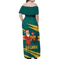 Sri Lanka Christmas Family Matching Off Shoulder Maxi Dress and Hawaiian Shirt with Santa Claus Rooster Festive Pattern and National Flag Design - Wonder Print Shop