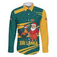 Sri Lanka Christmas Family Matching Off Shoulder Short Dress and Hawaiian Shirt with Santa Claus Rooster Festive Pattern and National Flag Design - Wonder Print Shop