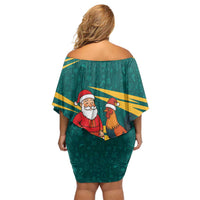 Sri Lanka Christmas Family Matching Off Shoulder Short Dress and Hawaiian Shirt with Santa Claus Rooster Festive Pattern and National Flag Design - Wonder Print Shop